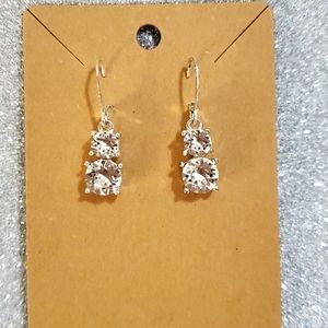 Silver Plated Cubic Zirconia Drop  Earrings